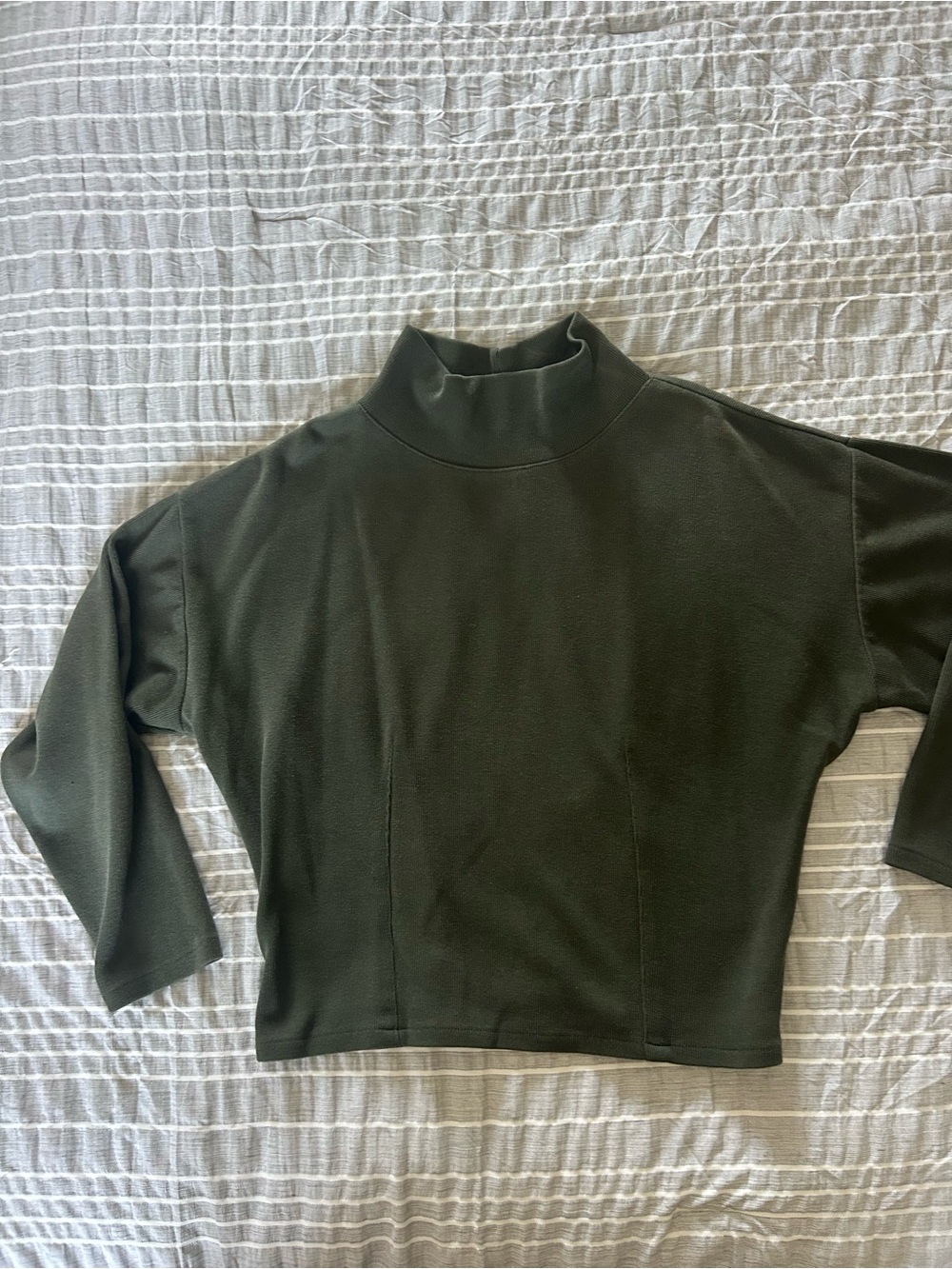 Olive Green vintage Mock Neck Women's sweater